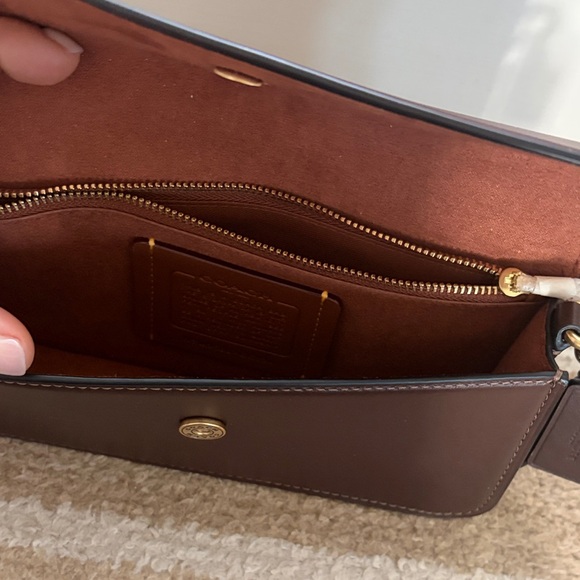 Coach Dark Brown Leather Flap Crossbody with Gold Hardware - Picture 3 of 6